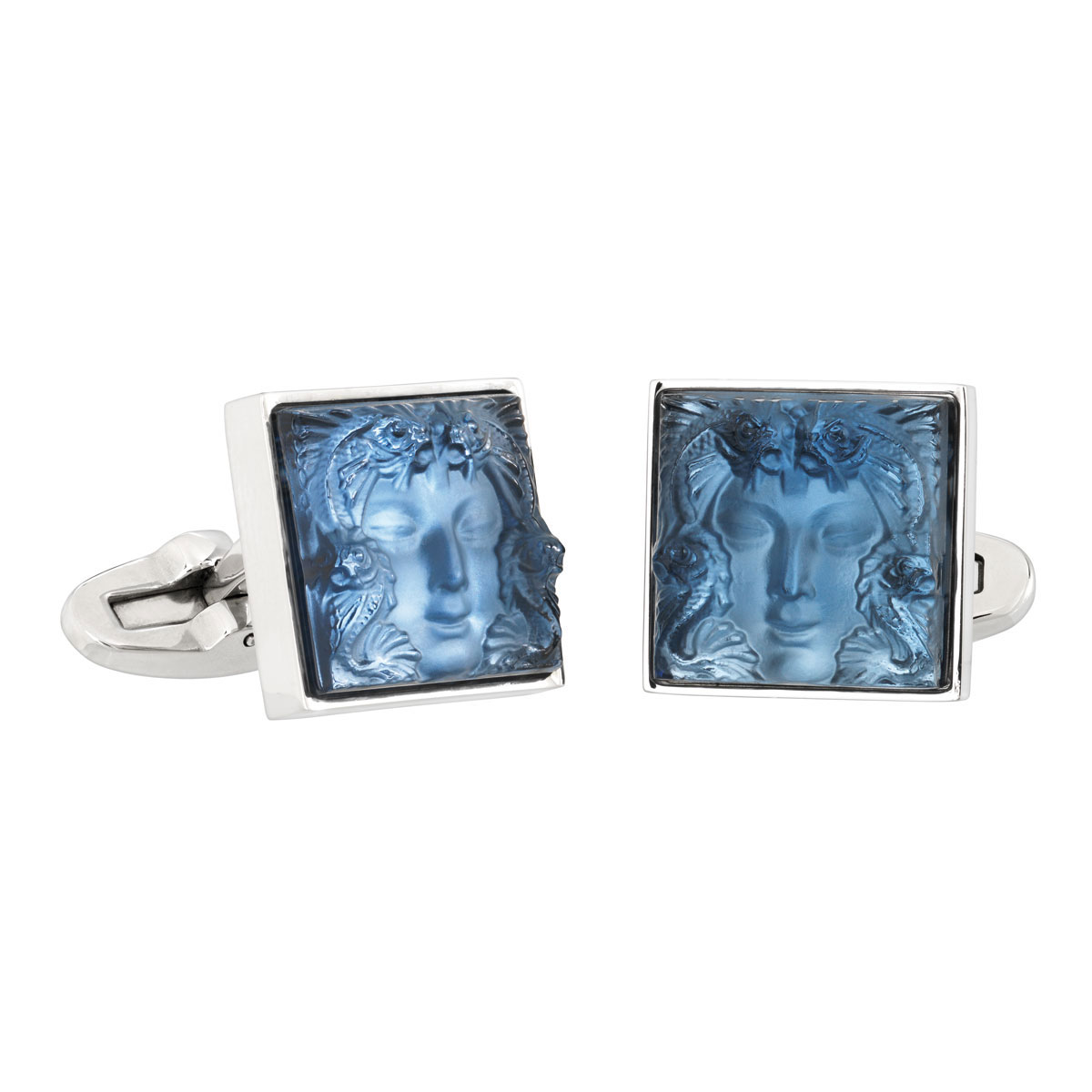 Lalique Arethuse Cufflinks Pair, Sapphire Blue